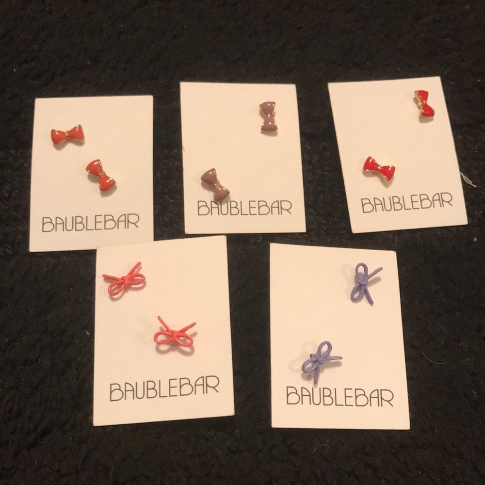 5 Pairs - Baublebar Enamel Bow Stud Earrings